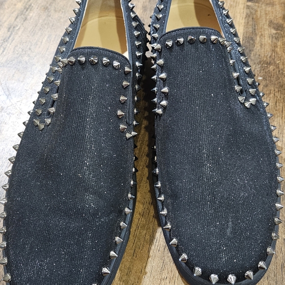 Men's Black Studded Slip-On Shoes - Picture 1 of 11